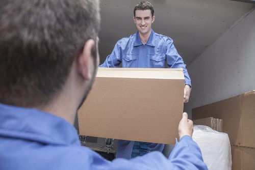 House movers working in a Twickenham residential street