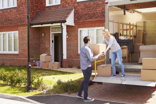 Commercial moving team preparing office relocation in Twickenham