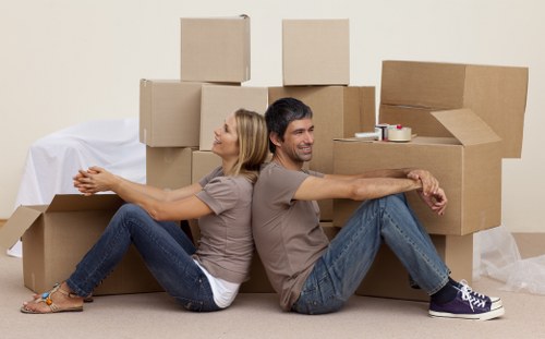House removal team preparing a move in Twickenham