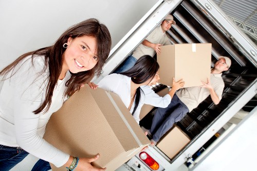 Packed boxes and furniture ready for a home move in Twickenham